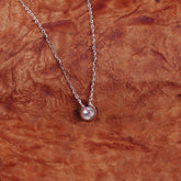 Women  Circular  White Diamond Pendant With Chain